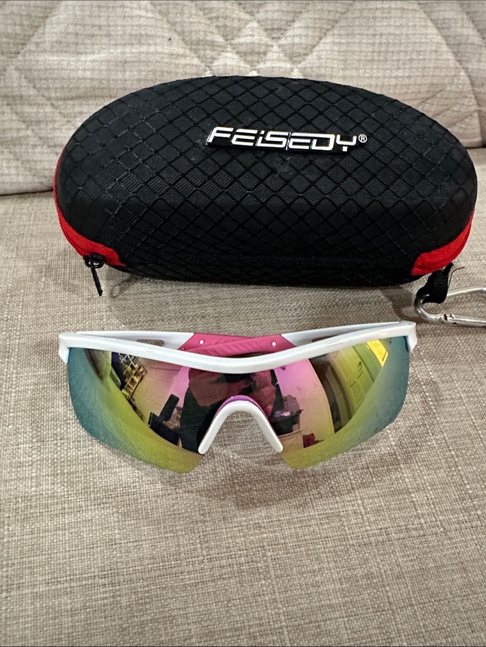 Sports Kids White Frame Sports Sunglasses with Multicolor Mirrored Lens - tennis
